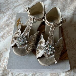 Joyfolie Gold and Silver Kids Dress Shoes